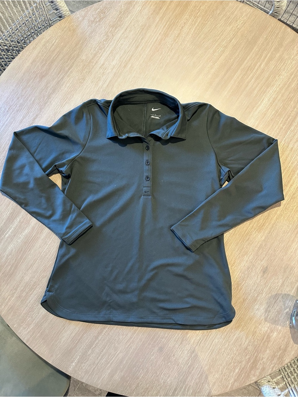 Nike Women’s Golf Polo Long Sleeve Dark Gray Size L Dri Fit